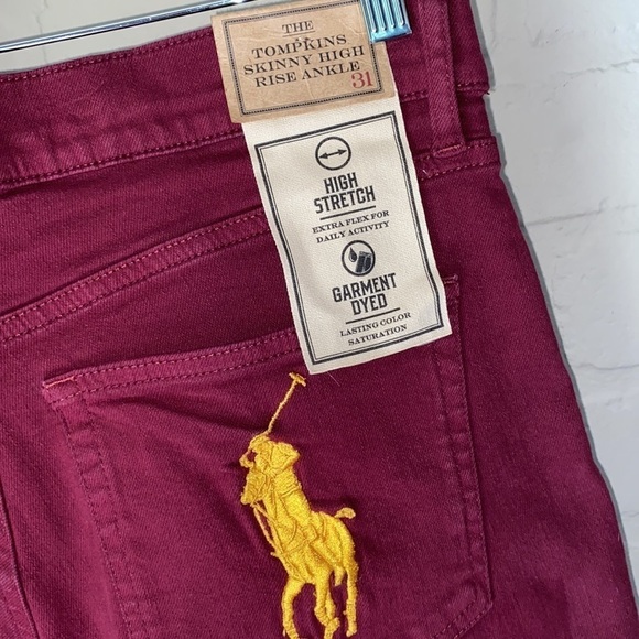 Polo Ralph Lauren jeans red plum color NEW high rise stretch Tompkins - Picture 5 of 13